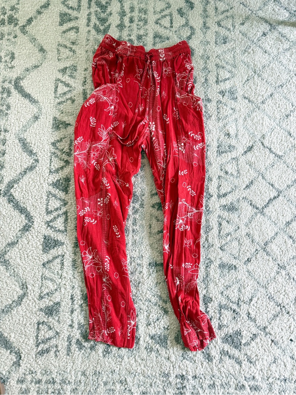 Urban Outfitters Red and White Floral Pants